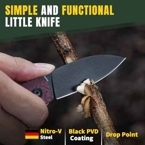 Kizer Yorkie Pocket Knife, 2.58 Inch Nitro V Blade Drop Point Blade EDC Knife, Mini Camping Folding Knives with Redstone Richlite Handle, Liner Lock Flipper Hunting Knives with Pocket Clip, V3525A3
