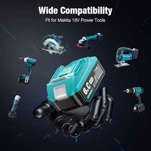 ¡¼USB-C Charging¡½ 18V 6.0Ah Replace for Makita 18V Battery Compatible with Makita 18 Volt Lithium Battery BL1850 BL1840 BL1830 BL1860 with Type-C Input/Output Port, 2Pack
