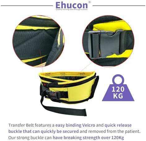 Gait Belts with Padded Handles,Transfer Belts Physical Therapy Belt for Seniors Moving, Lifting Belt Assist Patient/Elderly(Yellow, Medium)