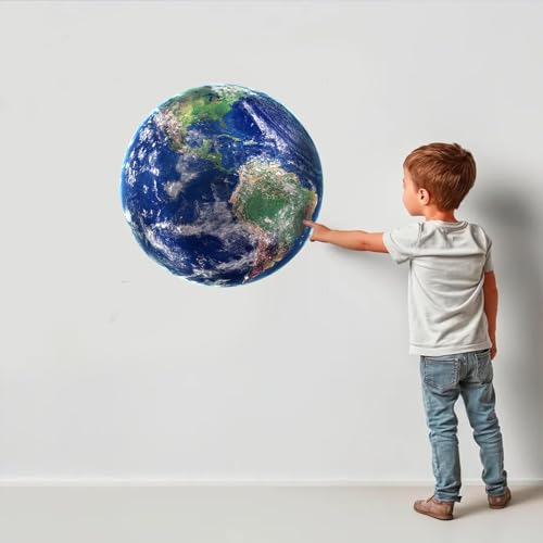 Earth Wall Decal,14.6" iinuu Planet Sticker for Classroom,Office and Bedroom,Space Theme Gift for Astronomy Lovers