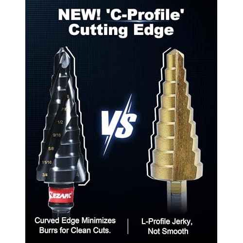EZARC Step Drill Bit for Metal, M35 Cobalt Unibit Step Drill Bit Set 1/8"-7/8"(3pcs) Wear-Resistant AlTiN Coated, 1/4" Hex Shank for Metal, Stainless Steel, Aluminum, Plastic
