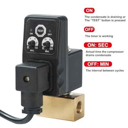 Automatic Electronic Tank Drain Kit, 1/4" NPT Timer Operated Compressor Air Drain Valves with 1/4" flexible Braided Steel Tube and Ball Valve Strainer 1/2" x 1/4" MNPT