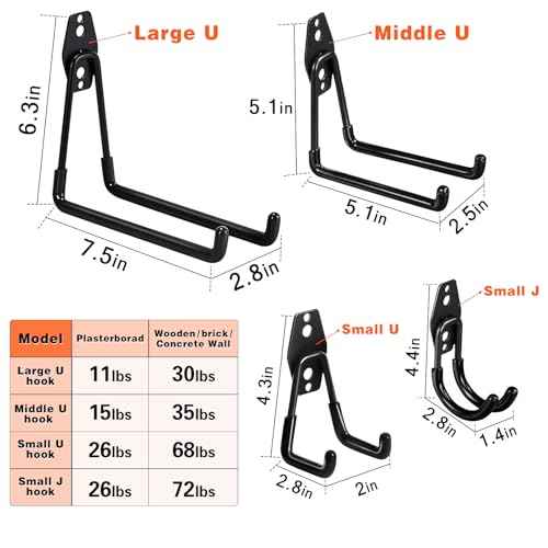 Garage Hooks,16 Pack Garage Hooks Heavy Duty,Utility Steel Garage Storage Hooks,Wall Mount Garage Hanger&Organizer for Organizing Power Tools,Ladders,Bulk Items,Bikes,Ropes and More Equipment