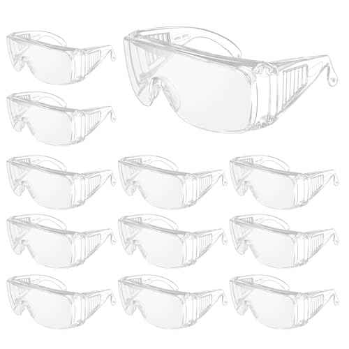 Clear Safety Glasses Over Eyeglasses, Anti-Fog Scratch Safety Glasses for Men Women Adults