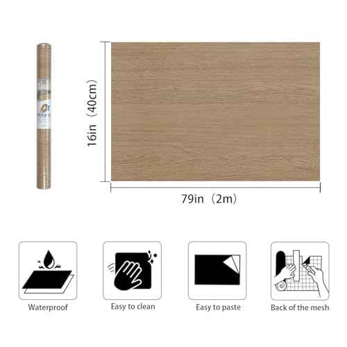 16''x79'' Vintage Wood Contact Paper Peel and Stick Wallpeper Self Adhesive Wood Grain Contact Paper for Furniture Countertops Bubble Free Design Thick Waterproof Top Vinyl Wrap