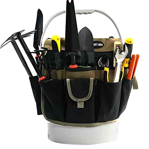 MELOTOUGH Bucket Tool Organizer With 35 Pockets Fits to 3.5-5 Gallon Bucket (Khaki)