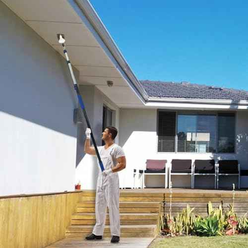 28FT Reach Light Bulb Changer for High Ceilings with Pole, 5-20FT Light Bulb Extension Pole Changer with Baskets and Suction Cup for High Ceilings and Recessed Lights, Blue