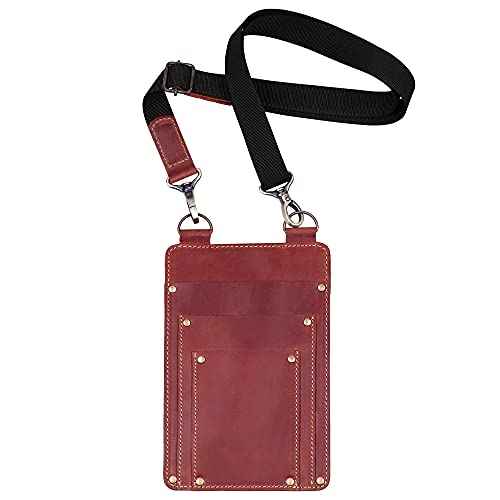 Leather Florist Tool Belt Bag Garden Farmer Pouch Organizer - Hand Tools Holder Utility Kit (Cognac Brown)