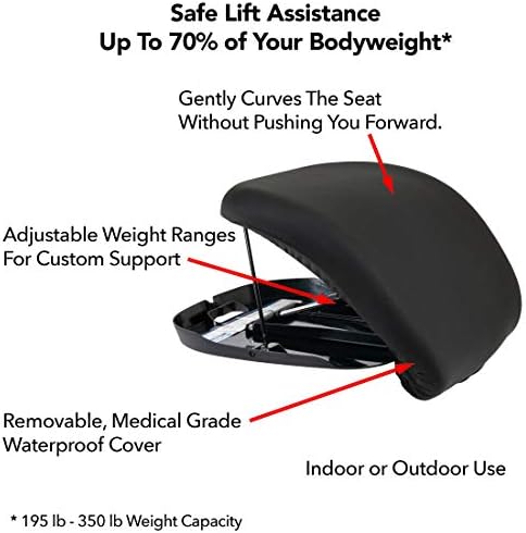Carex Uplift Premium Seat Assist Plus With Memory Foam - Chair Lift And Sofa Stand Assist - 70% Seat Lift Assistance Up To 350lbs