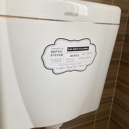 Do Not Flush Rules Sticker for Bathroom,5 Pack RAMIEYOO Design Bathroom signs Decals for Home,Business or RV,Cabin Bathroom.Self-Adhesive Sign Vinyl 7 * 4 inches (White)
