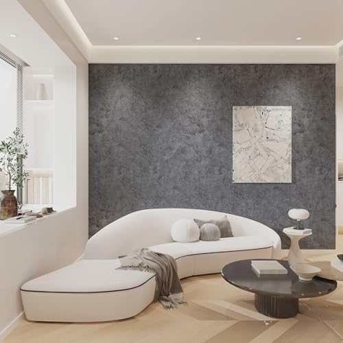 16"¡¿118" Thick Dark Blue Grey Concrete Wallpaper Peel and Stick Waterproof Glossy Textured Gray Concrete Contact Paper Vinyl Wrap Self Adhesive Cement Tile Sticker for Countertops Kitchen Walls