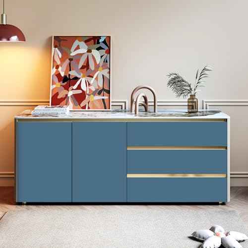 Stickyart Blue Wallpaper Peel and Stick Modern Wallpaper Blue Contact Paper Peel and Stick Self Adhesive Removable Solid Textured Wall Paper for Kitchen Cabinets Drawers Table Wall Coverings 15.8x160