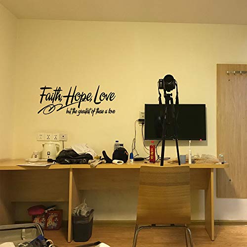 Faith Hope Love but The Greatest of These is Love - 1 Corinthians 13:13 Christian Quotes Religious D?cor Inspiring Home Decoration Sticker Pure Black Vinyl Wall Decal
