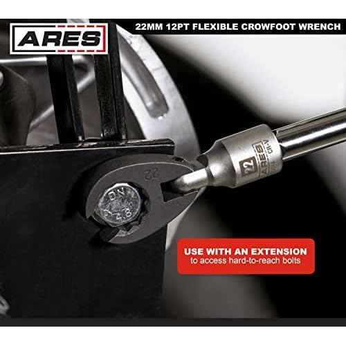 ARES 33014 ? 1/2-Inch Drive Flexible Crowfoot Wrench - 22mm (7/8-inch) 12pt Crowfoot Wrench ? 180 Degree Flex Head Offers 90-Degree Access for Hard-to-Reach Bolts ? Services Oxygen Sensors