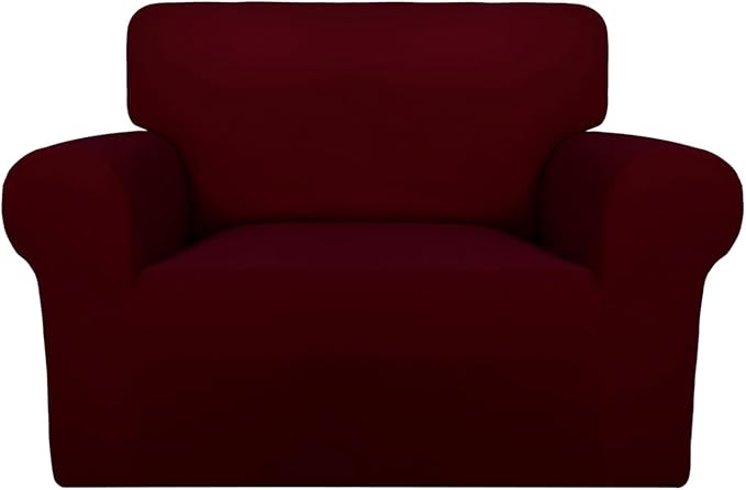 PureFit Super Stretch Sofa Slipcover – Spandex Non Slip Soft Couch Sofa Cover, Washable Furniture Protector with Non Skid Foam and Elastic Bottom for Kids, Pets (Oversized, Wine)