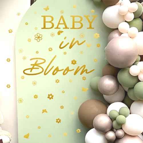 Baby in Bloom Party Decal Baby Shower Backdrop Decals Baby Welcome Sign Wall Stickers Gender Reveal Party Wall Decal for Balloon Arch First Birthday Party Decorations Wall Stickers