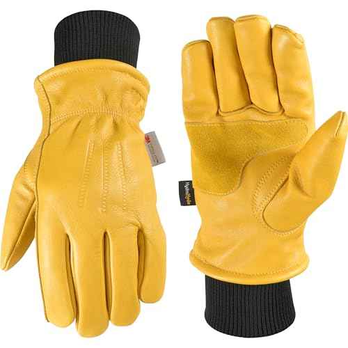 Wells Lamont Men's HydraHyde Leather Winter Work Gloves Water-Resistant Insulated Medium (1202M)