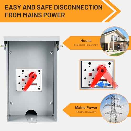 60 Amp Disconnect, 240V General Duty Safety Switch, 3P 4 Wires Non-Fused AC Disconnect Switch Box with Ground, Meeting NEMA 3R Standards for Indoor and Outdoor