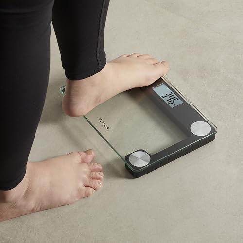 Taylor Digital Compact Scale with Travel/Storage Tote, Mini Weighing Device for Body Weight, Highly Accurate and Portable for Travels or Bathroom, 400 lb Capacity, Clear