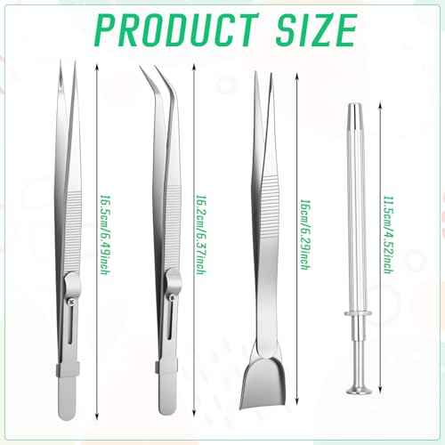 4PCS Grabber Tool Holder Set Jeweler's Pick Up Sprinkle Pen 4 Claw Piercing Ball with Prongs Precision Stainless Steel Jewelry Locking Tweezers for Tiny Objects Ic Chips Electronic Components