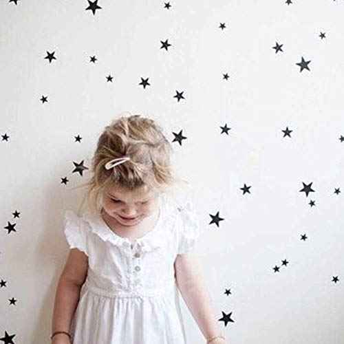 110Pcs Stars Wall Decal Vinyl Sticker, Removable Children Kids Art DIY Sticker Mural for Boy Girls Baby Room Decoration Good Night Nursery Wall Decor Home House Bedroom Design (Black)