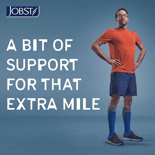 JOBST Sport Knee High 20-30 mmHg Compression Socks, Royal Blue/Grey, Medium