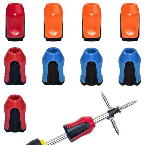9 Pcs Screwdriver Head Magnetic Ring,Universal Magnetic Screw Ring for Electric Drill and Hand Tools (Red+Blue+Orange)