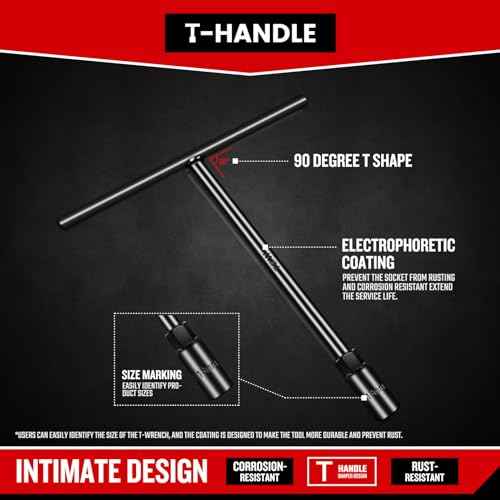 T-Handle Wrench Socket Set, Cr-V Steel T Wrench Set Metric Size 6mm to 14mm, Wrench Tool Socket with Long Reach for Motorcycle Dirtbike Bicycle Repair (7 Pack)