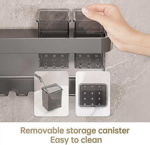 Hair Dryer Holder, Blow Dryer Organizer, Hair Dryer Holder Wall Mounted with Shelf for Bathroom, Salon, Bedroom Organizers & Storage(Matte Grey)