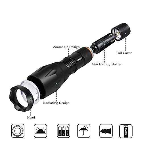 Deep Red Light Flashlight 670nm Single Mode Long Range Red Hunting Flashlights Torch with Zoomable for Astronomy, Aviation, Night Observation-Black