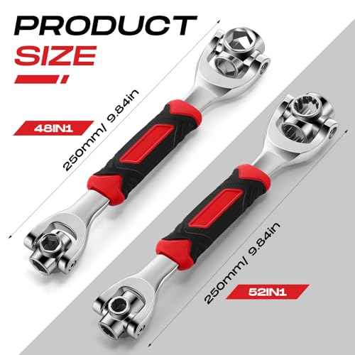 Lasnten 2 Pcs Universal Socket Wrench Including 52 In1 and 48 In1 Dog Bone Wrench Multifunction Tool with 360 degree Rotating Head Adjustable Spanner Tool for Home Bicycle and Car Repair