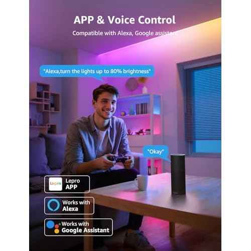 Lepro S1 AI LED Strip Lights for Bedroom - 65.6ft Smart RGB Light Strips with IC and Rainbow Chasing Effects, Color Segment DIY, Personalized Al Lighting Designer, No Remote, 2.4G Wi-Fi & Bluetooth