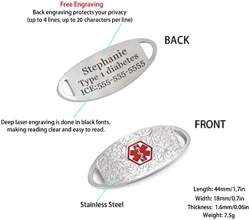 Free Engraving Stainless Steel Filigree Medical Alert ID Tags Accessories for Medical ID Bracelet Handmade Jewelry - 2Pcs