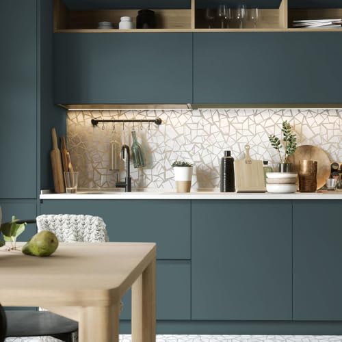 Jeweluck Green Peel and Stick Wallpaper 15.7"x196.8" Solid Matte Self-Adhesive Removable Vinyl for Cabinets and Bathroom
