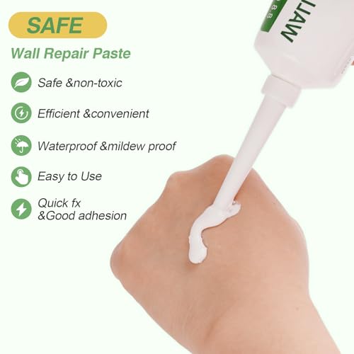 Drywall Repair Kit, 2 Pcs Spackle Wall Patch Repair Kit with Scraper, Wall Mending Agent Wall Putty Paste Wall Hole Filler in Home Large Hole Drywall Patch, Quick Repair Crack, Plaster Wall Repair