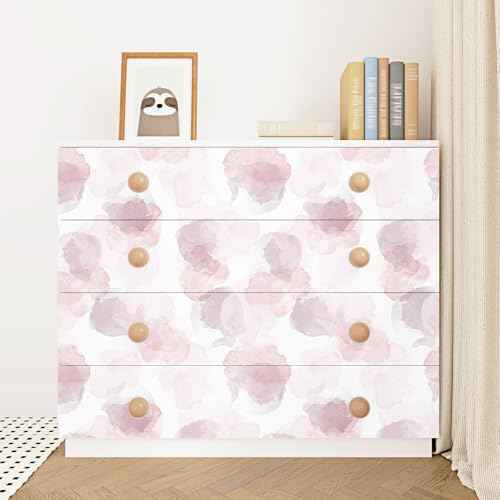 Watercolor Pink Wallpaper Peel and Stick Modern Wallpaper Abstract Geometric Contact Paper Pink Polka Dot Self Adhesive Contact Paper for Walls Bedroom Nursery Girls Room Cabinets 17.5"x102"