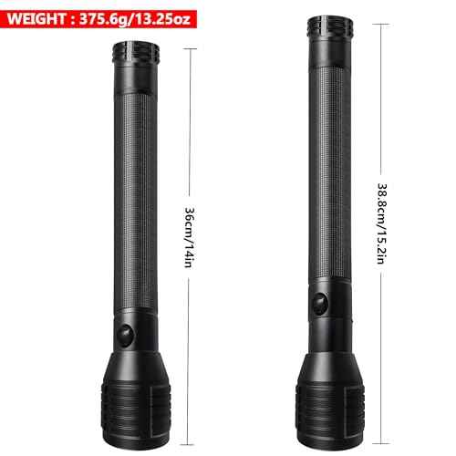 Heavy-Duty LED 4-Cell D Flashlight High Lumens, 3 Modes, Zoomable Flashlights for Power Outages, Hurricane Supplies, Camping