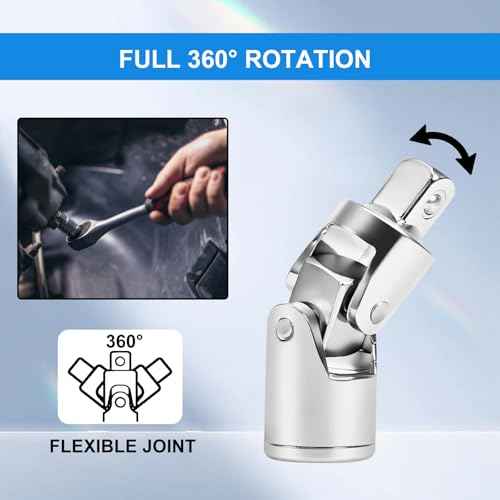 3/8 Inch Drive Extension Bar Set, Socket Extension Set Include 3, 6, and 10 Inch Extensions and 3/8 Inch Drive Universal Joint Sockets, 4 Piece Set