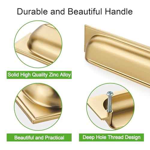 SAILING 10 Pack Cabinet Cup Handle- 5"/128mm Champagne Bronze Cabinet Cup Pulls Cabinet Handles Kitchen Hardware Bathroom Living Room Drawer pulls