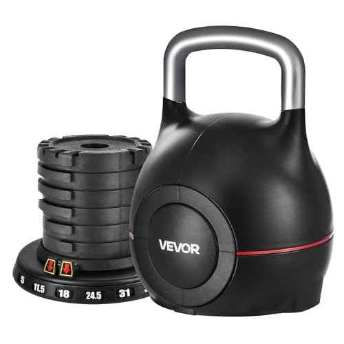 VEVOR Kettlebell, Adjustable Kettlebell with 7 Weight Levels, Die-Cast Aluminum and ABS Material, for Grip Strength Training, Full-body Workout & Cross-Training