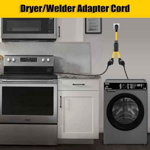NEMA 50 AMP 10-50P to 2 Outlet 10-50R Y Splitter Adapter Cord, 3 Prong 6 AWG 250V Oven Splitter Power Extension Cord Non-grounding, for Electric Range Oven Stove EV Charger Power Cord, 3 Feet