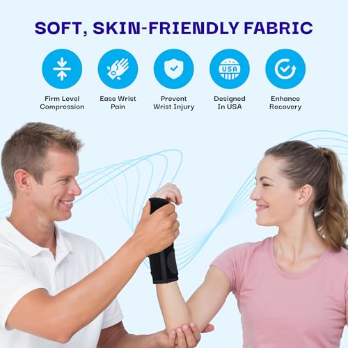 Carpal Tunnel Wrist Brace Night Support |2 count | Adjustable Wrist Support with Metal Splint | Hand Brace for Arthritis, Tendonitis, Sprain & Injuries | One Size Fits All, Left or Right Hand | Affordtex