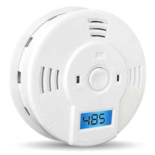 Shackcom Combination Smoke and Carbon Monoxide Detector, 5-Year Battery Smoke Alarm with LCD Display for Home, 1 Pack, White