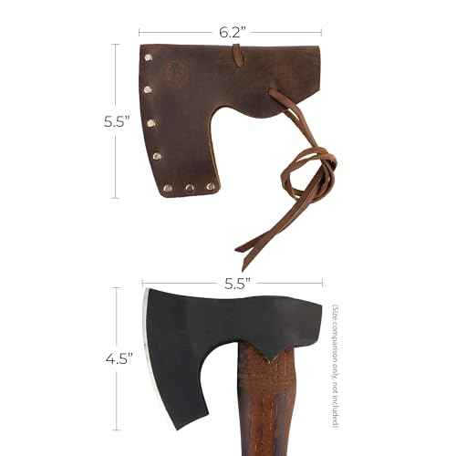 Riveted Axe Head Sheath with String, Protector Case, Blade Safety Sleeve, Lumberjack, Camping Accessories, Full Grain Leather, Handmade, Bourbon Brown