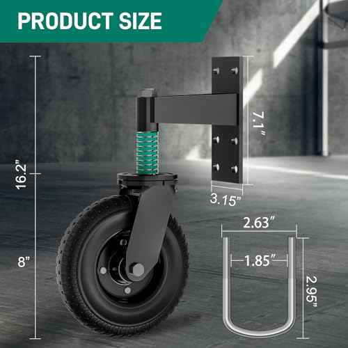 Gate Wheel, 8 Inch Heavy Duty Fence Gate Wheels for Wooden Gate and Metal Tube Gate, Support to 700 lbs, Spring-Loaded 360 Degree Rotation Gate Caster Kit - Black