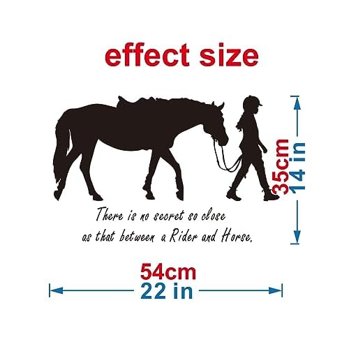 Equestrian Wall Sticker - "There is no secort so close" Quote Decals - 22"x14" (Black-JZY072-Girl Horse)