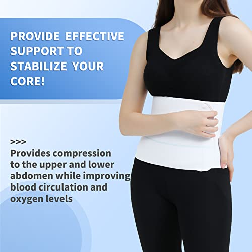 Abdominal Binder Post Surgery Tummy Tuck Belt For Women & Men, Postpartum Belly Band Compression Stomach Wrap, Skin Friendly, Breathable - (30" - 45") 3 Panel - 9"