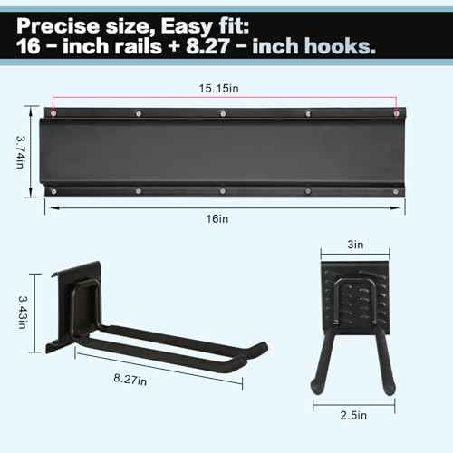Garage Tool Organizer Wall Mount 48in- 6 Heavy Duty Hooks,360lbs Capacity, Garage Organization & Storage Rack for Broom, Rake & Snow Equipment - Tool Organizer & Men¡¯s Gift Choice