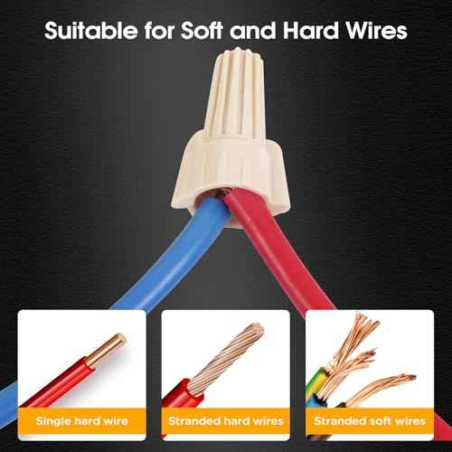 Leepenk Tan Wire Nuts Connectors P12 22-10AWG Twist Wire Caps Electrical Wire Connectors, Winged Springs Screw Terminals Wire Nuts Assortment Kit for Wire Connection(2000 pcs)