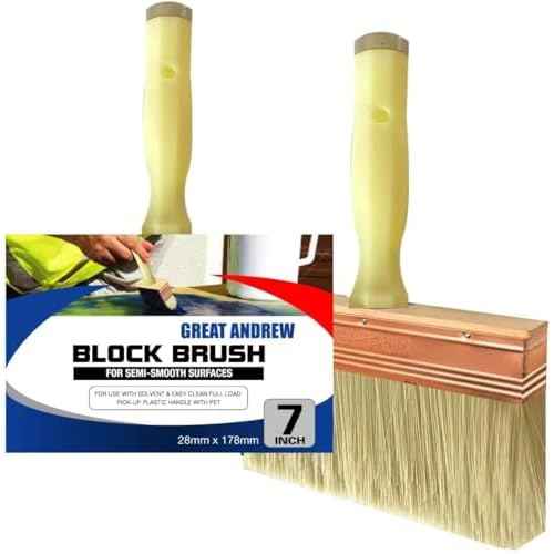 Great Andrew 7 Inch Deck Stain Brush, Deck Paint Brush, Wide Large Brush for Staining Wood Wall Fence, Lime Wash Paint Brush Applicator for Smooth Rough Textured Surfaces, Home Repair Painters Tools